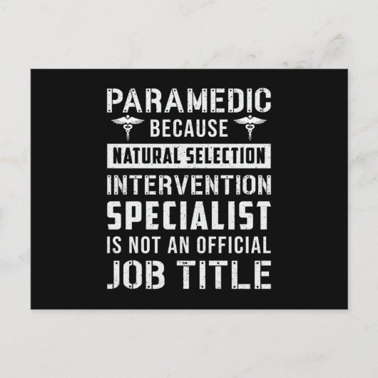 救急医療隊員のため自然選択救急車EMS ポストカード (正面)