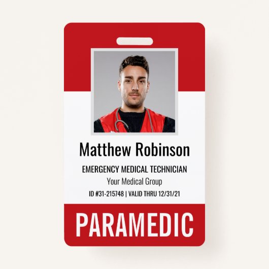 救急医療隊員の最初のレスポンダーの写真IDセキュリティ バッジ (正面)