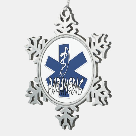 救急医療隊員の行為 スノーフレークピューターオーナメント (右)