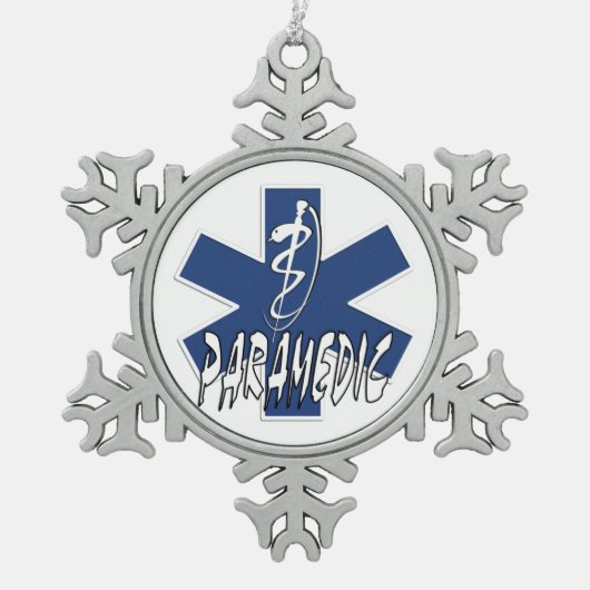 救急医療隊員の行為 スノーフレークピューターオーナメント (正面)