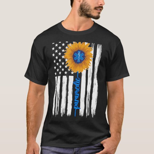 救急医療隊員ひまわり米国国旗の救急医療隊員1 Tシャツ (正面)