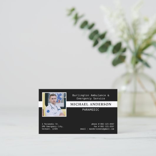 救急医療隊員カスタムEMS救急技術者の写真 名刺 (スタンド正面)