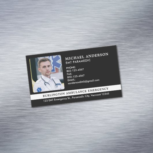 救急医療隊員カスタムEMS EMT救急車写真 マグネット名刺 (インサイチュ)
