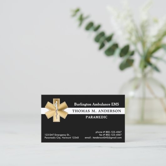 救急医療隊員カスタムEMS EMT救急車緊急 名刺 (スタンド正面)