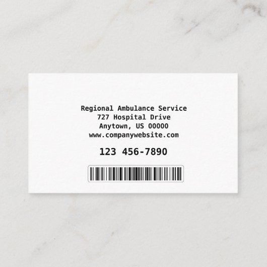 救急医療隊員サービス 名刺 (裏面)