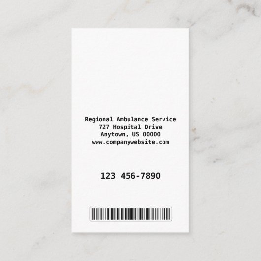 救急医療隊員サービス 名刺 (裏面)