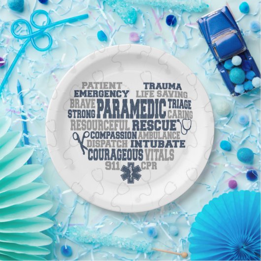 救急医療隊員デニムテクスチャ ペーパープレート (パーティー)