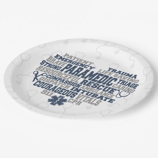 救急医療隊員デニムテクスチャ ペーパープレート (アングル)