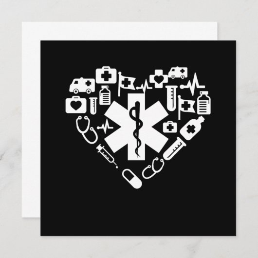 救急医療隊員ハート救急医療隊員カドゥセウスドクターEMS EMT 招待状 (正面/裏面)