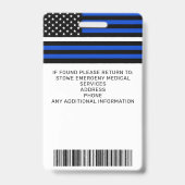 救急医療隊員緊急パーソナライズされた医療写真ID バッジ (Back)