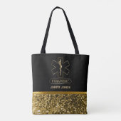 救急医療隊員 – ブラック&金ゴールドトートバッグ トートバッグ (裏面)