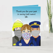 救急医療隊員、消防士、警察官に感謝 カード (正面)