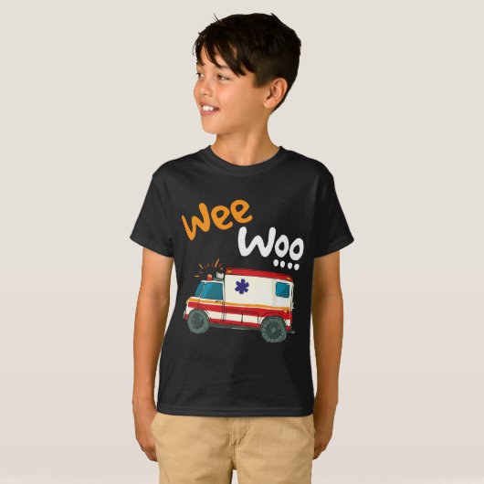 救急医療隊員- Wee Woo EMT救急車初動員 Tシャツ (正面フル)