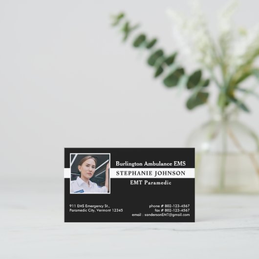 救急医療隊員EMSカスタム写真救急車 名刺 (スタンド正面)