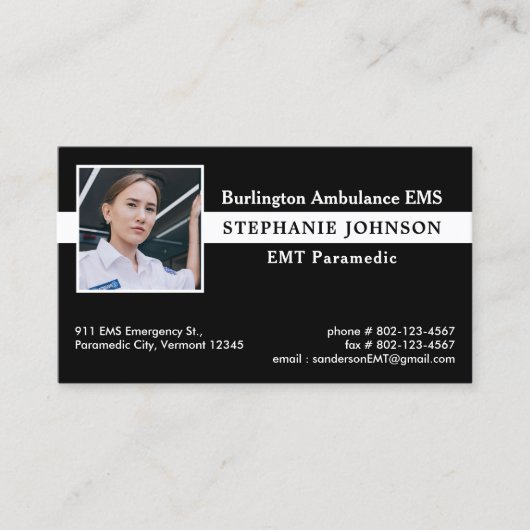 救急医療隊員EMSカスタム写真救急車 名刺 (正面)