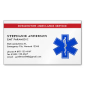 救急医療隊員EMS EMT医療緊急救急スターオブライフ マグネット名刺 (正面)