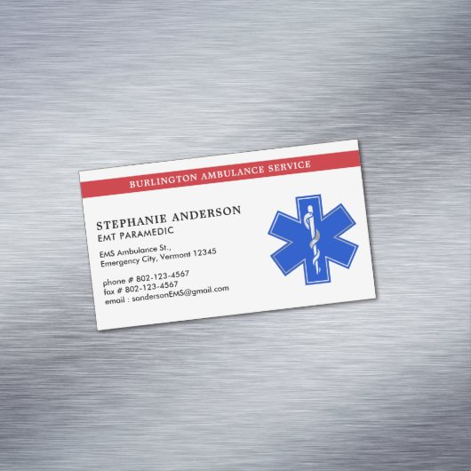 救急医療隊員EMS EMT医療緊急救急スターオブライフ マグネット名刺 (インサイチュ)