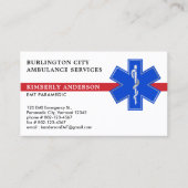 救急医療隊員EMS EMT救急救急スターオブライフ 名刺 (正面)