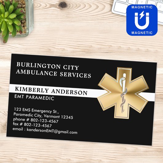 救急医療隊員EMS EMT救急救急メディカルロゴ マグネット名刺