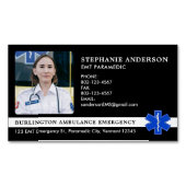 救急医療隊員EMS EMT救急車の写真ロゴ マグネット名刺 (正面)