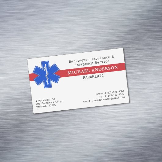 救急医療隊員EMS EMT緊急医療スターオブライフ マグネット名刺 (インサイチュ)