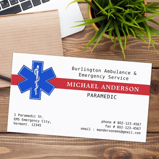 救急医療隊員EMS EMT緊急医療スターオブライフ 名刺