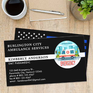 救急医療隊員EMT救急車サービスカスタムエンブレムロゴ 名刺