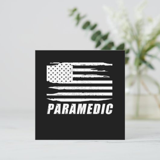 救急医療隊員USA国旗EMT EMSドクターメディシン救急車 招待状 (スタンド正面)
