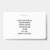 救急室ナース写真ID病院のロゴ バッジ (裏面)