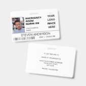 救急室ナースRN写真ID病院ロゴ バッジ (Front & Back)