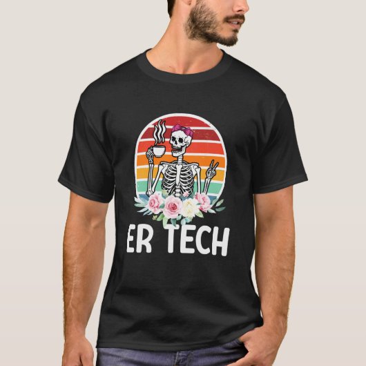 救急救命士のスケルトン 救急医療技術者 Tシャツ (正面)