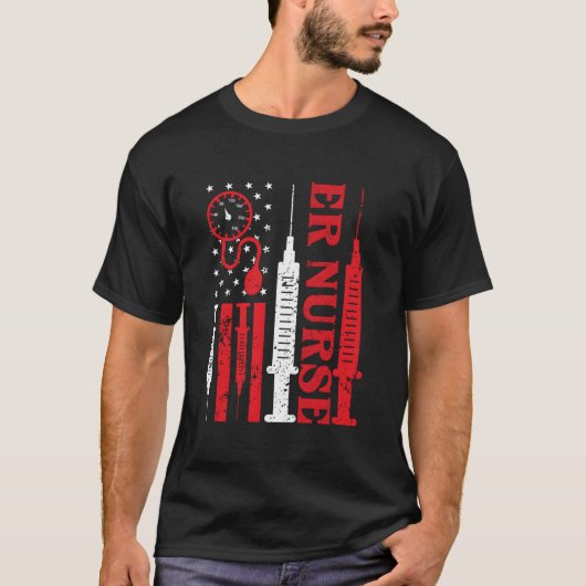 救急看護師のためのディストressedフラグ tシャツ (正面)