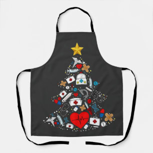 救急科クリスマスツリー看護師 エプロン