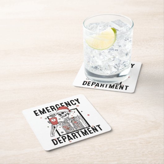 救急科スケルトン看護コーヒー愛好家 スクエアペーパーコースター (インサイチュ)