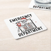 救急科スケルトン看護コーヒー愛好家 スクエアペーパーコースター (アングル)