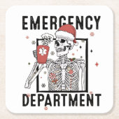 救急科スケルトン看護コーヒー愛好家 スクエアペーパーコースター (正面)