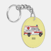 救急車のイラストレーション キーホルダー (正面左)