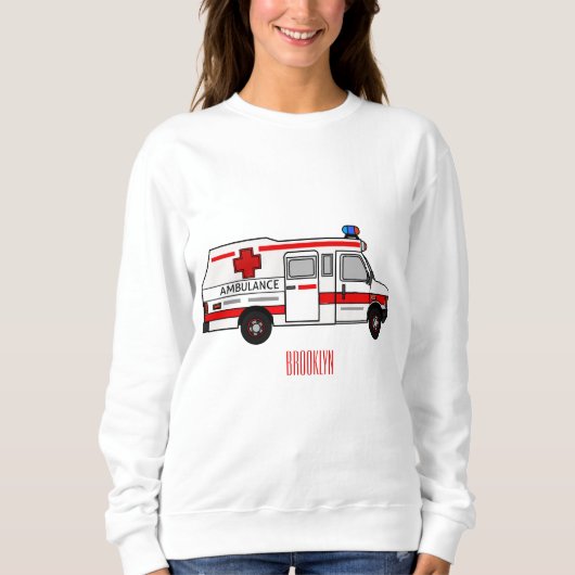 救急車のイラストレーション スウェットシャツ (正面)