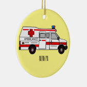 救急車のイラストレーション セラミックオーナメント (右)