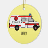 救急車のイラストレーション セラミックオーナメント (左)