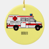 救急車のイラストレーション セラミックオーナメント (裏面)