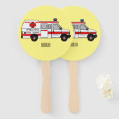 救急車のイラストレーション ハンドファン (正面&裏面)