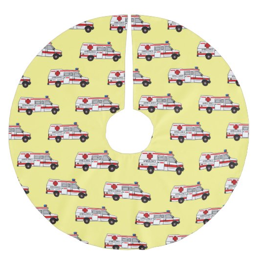救急車のイラストレーション ブラッシュドポリエステルツリースカート (正面)