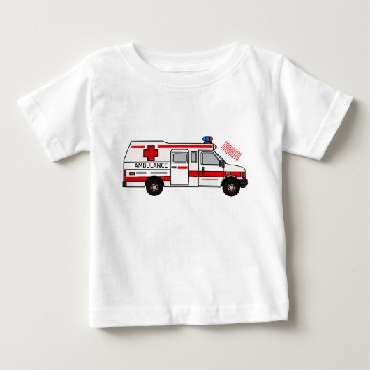 救急車のイラストレーション ベビーTシャツ (正面)