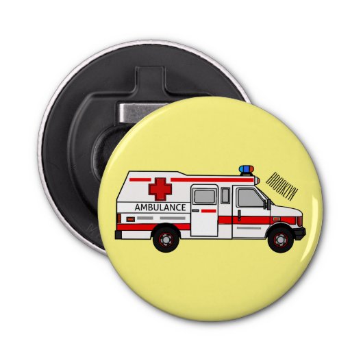 救急車のイラストレーション 栓抜き (正面)