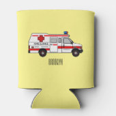 救急車のイラストレーション 缶クーラー (裏面)