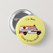 救急車のイラストレーション 缶バッジ (正面&裏面)