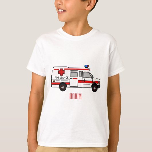 救急車のイラストレーション Tシャツ (正面)