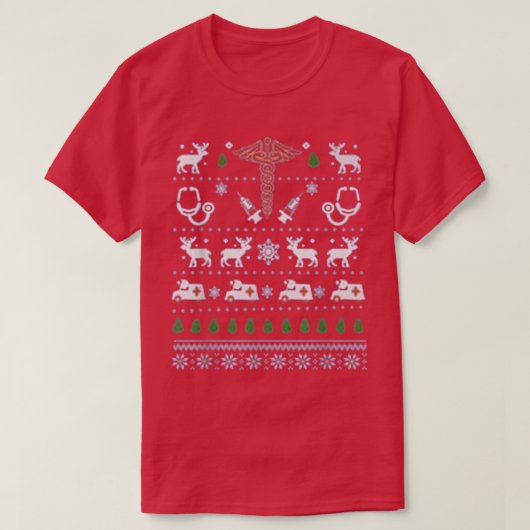 救急車のクリスマスツリー  AMR  鹿のXmas 雪 Tシャツ (デザイン正面)