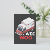 救急車の救急車の救急医療隊員補助ems ポストカード (スタンド正面)